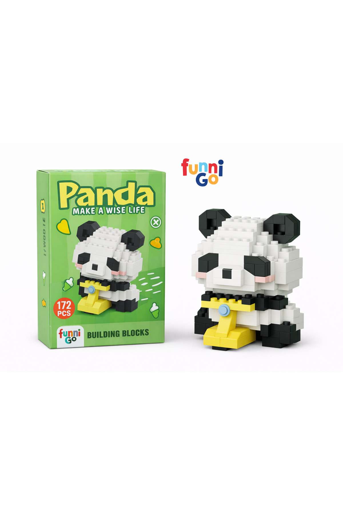 FUNNIGO Scooterlı Panda Model Karakter Figürü 3D Yapı Oyuncakları
