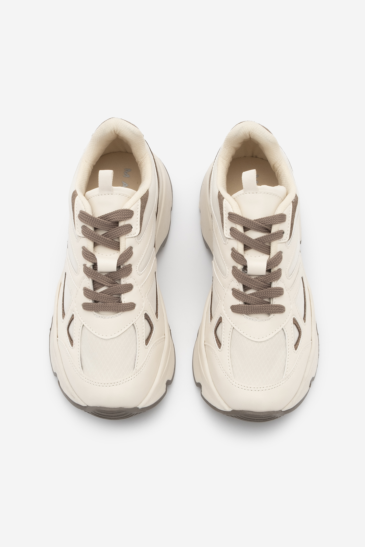 Marjin  Kadın Sneaker Yüksek Kalın Taban Çok Parçalı Bağcıklı Spor Ayakkabı Vader Ekru - Görsel 7