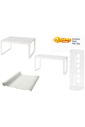 GÜNEŞ STORE'S Premium Mutfak Düzenleme Seti — Raf Organizer + Poşet Kabı + Ka...