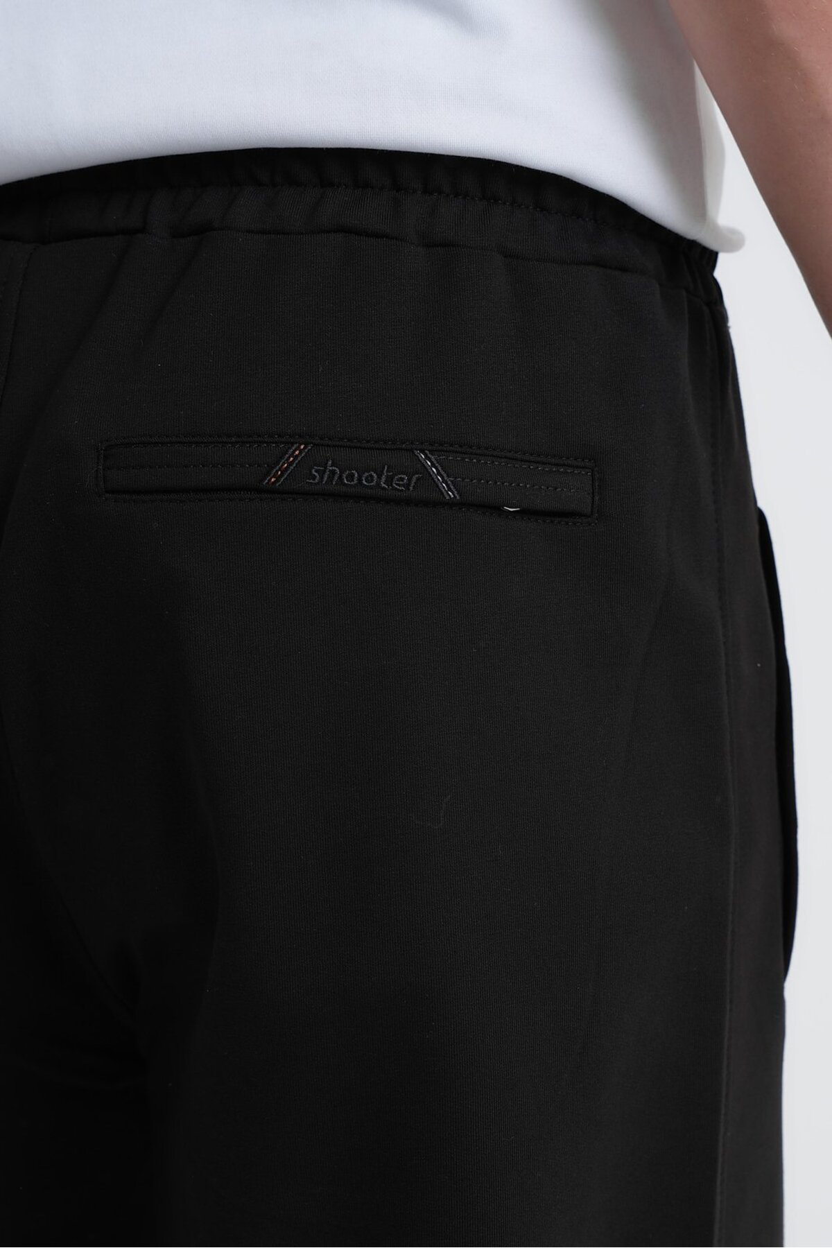 Shooter Sportswear Siyah Erkek Yazlık Kapri Rahat Kalıp Fermuar Cepli Beli Lastikli Ayarlanabilir Fermuarlı Cep görsel 6