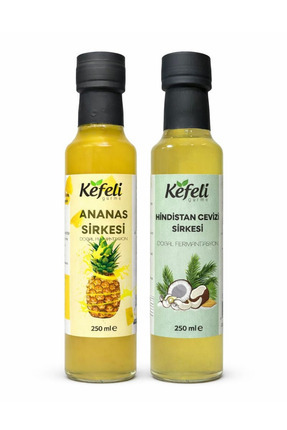 kefeli gurme Ananas ve Hindistan Cevizi Sirkesi Doğal Fermantasyon 2'li Set 2...