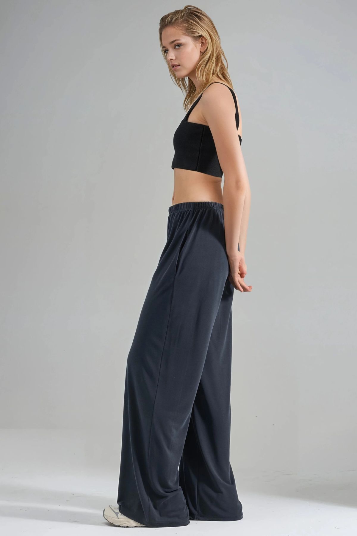 Hiccup  BUSEM Lastikli Bel Düz Paça Modal Pantolon - Görsel 2