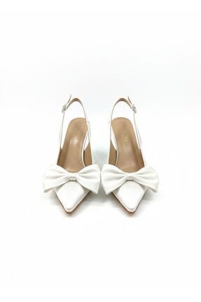 afra shoes Kadın Fiyonk Abiye Saten Topuklu Ayakkabı 7cm Topuklu