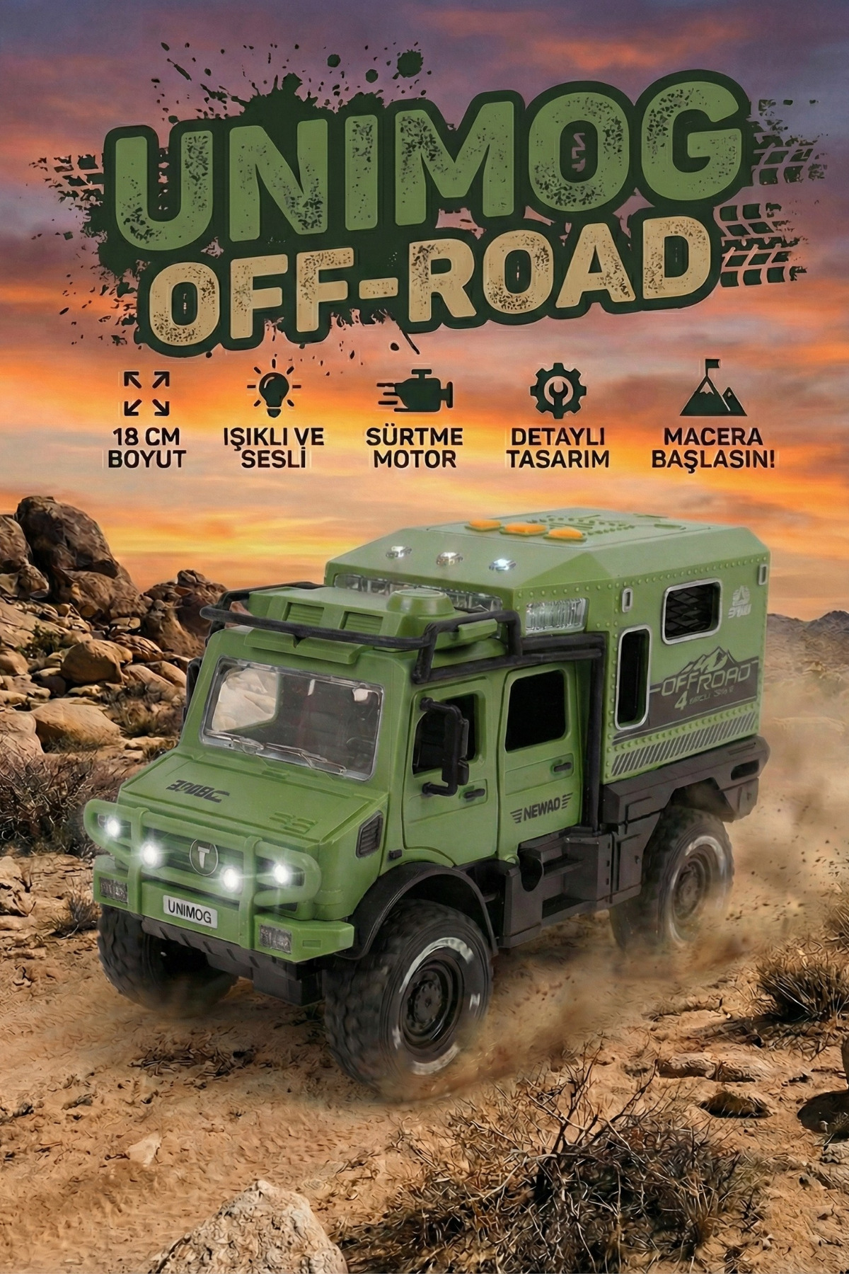 craftivio Işıklı ve Sesli Unimog Tarzı Off-Road Karavan Jeep - 18