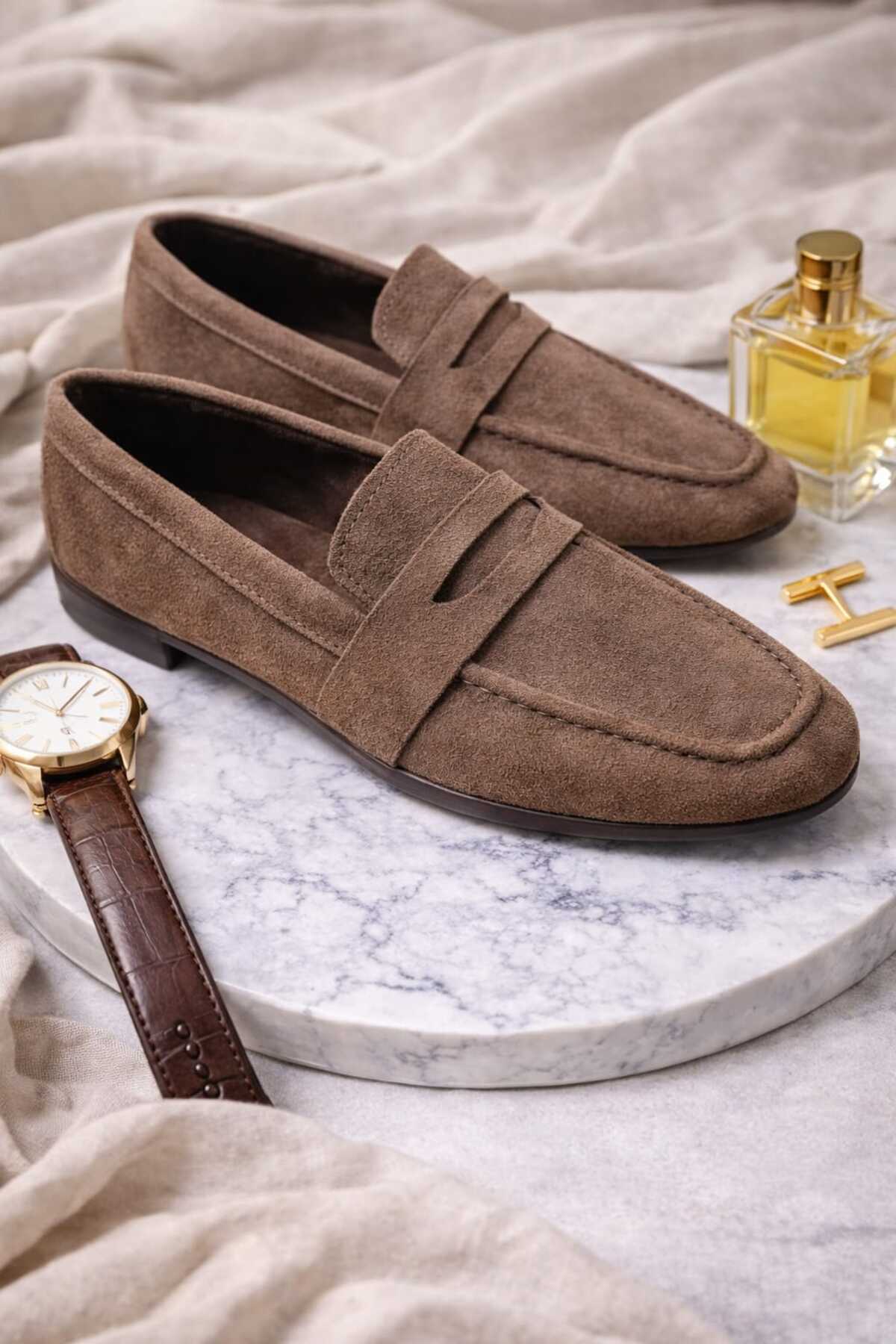 BİR-SEN SHOES  dobi kahverengi süet loafer babet - Görsel 3