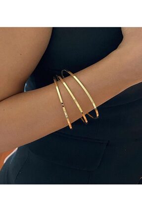 ışık tedarik Altın Renk 3 Adet İnce Ajda Bilezik, Bileklik