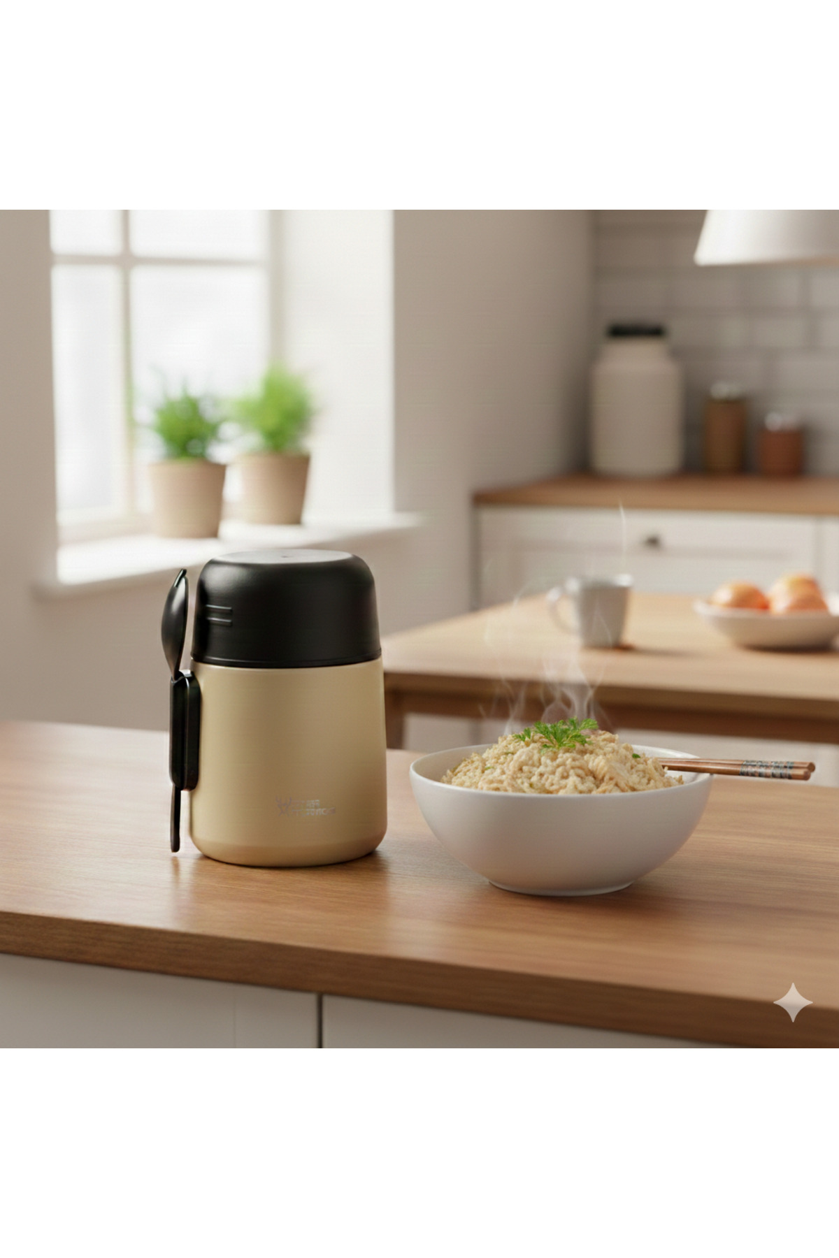 Star Termos Thermbox Paslanmaz Çelik Yemek & Mama Termosu 500 ml - BPA Free - Çatal Kaşık Aparatlı - Sızdırmaz fotoğrafı 3 (önizleme)