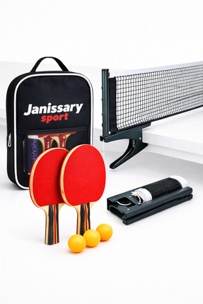 Janissary Çantalı Masa Tenisi Seti – 2 Raket, 3 Top, Taşıma Çantası ve Kelepç...