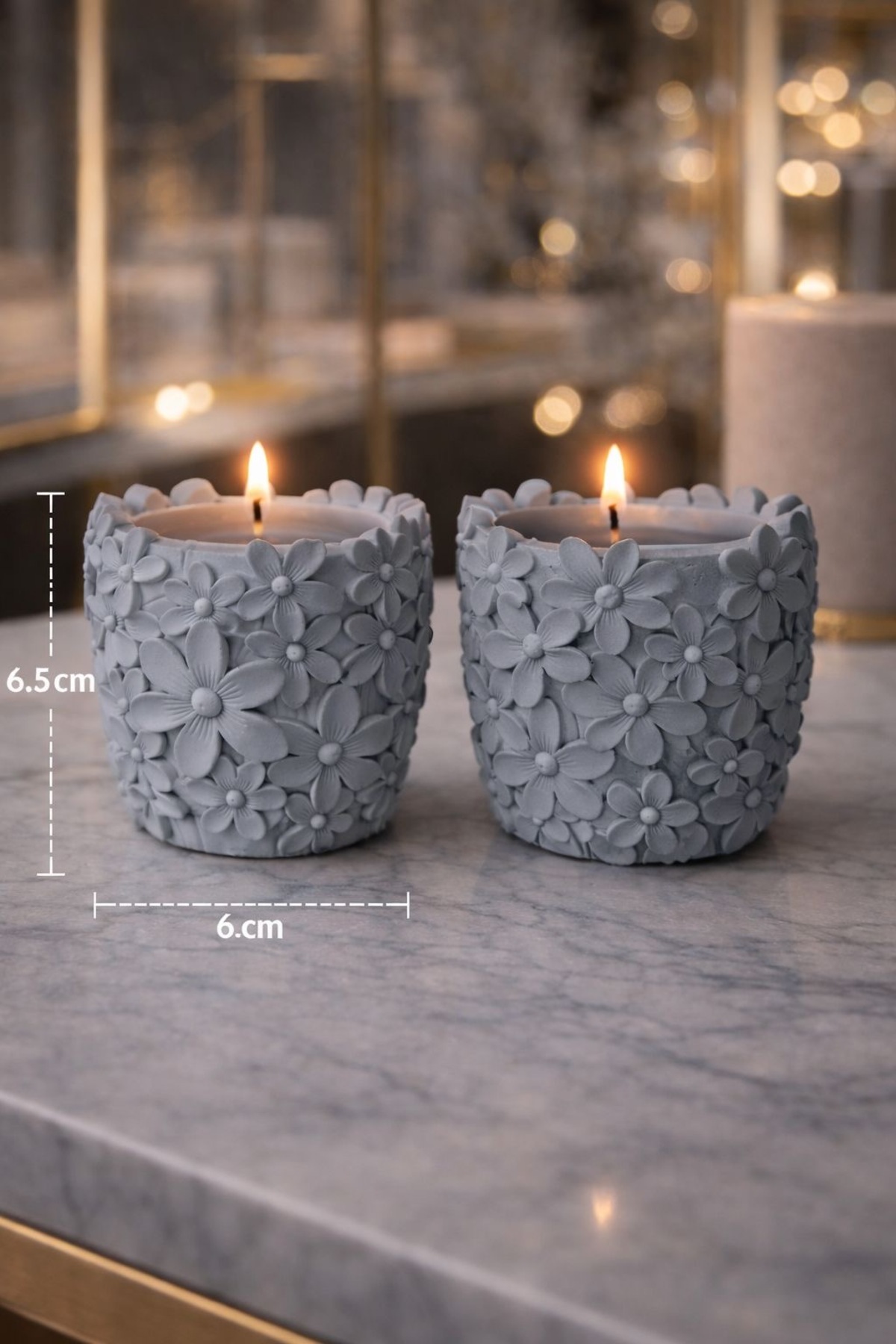 Set of 2 Japanese Cherry Blossom Concrete candle - Scented Candle - Gift Candle-Valentine's Day- Love