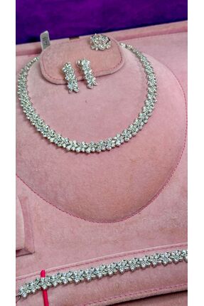 rive.official Rodyum Kaplama Zirkon Taşlı Şık Kadın Takı Seti – 10 Yıl Garantili