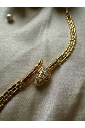 SİDRELLA JEWELRY XUPİNG VİP ÇELİK Taşlı Yılan Tasarımlı Gold Kadın Bileklik