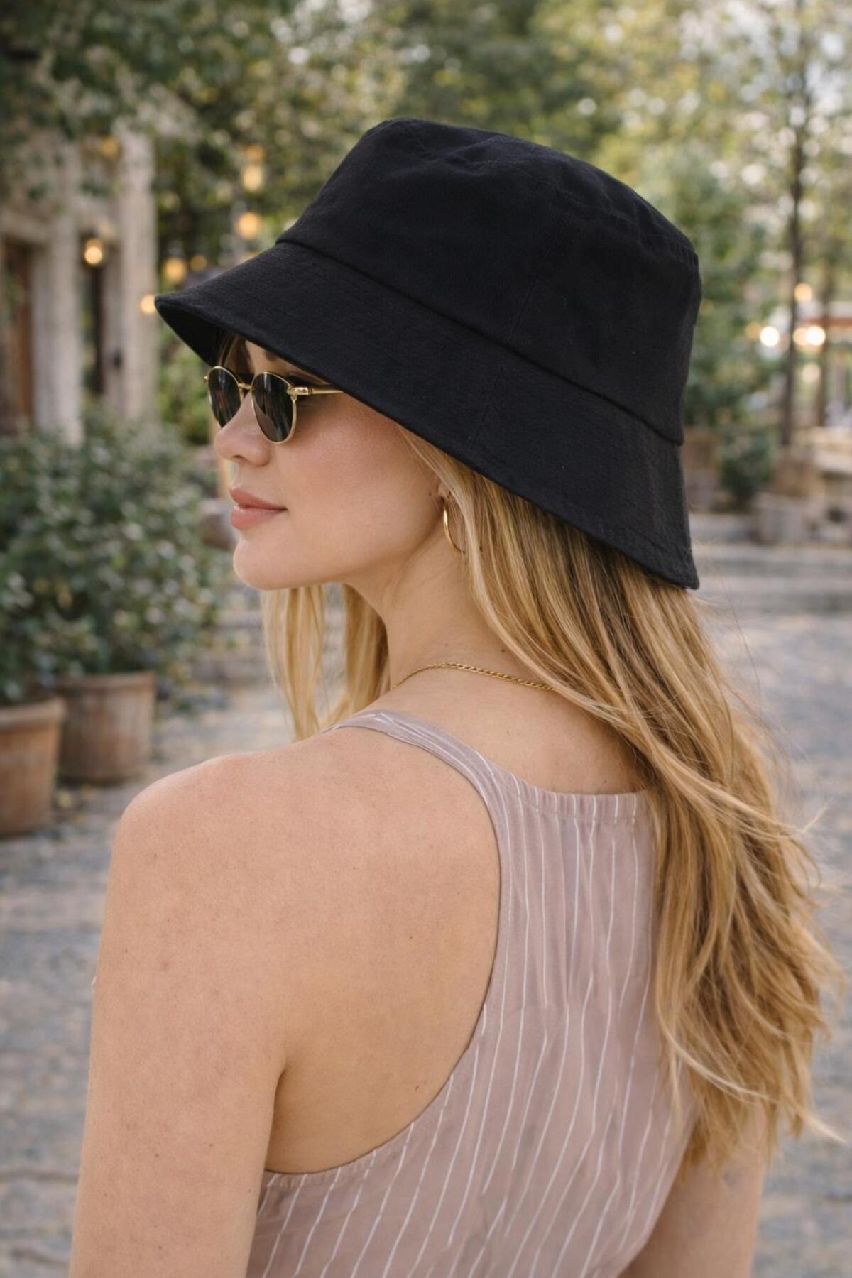 Wearflawless Kadın Siyah Bucket Şapka, Yazlık Kova Şapka, Günlük Bucket/Fisher Şapka