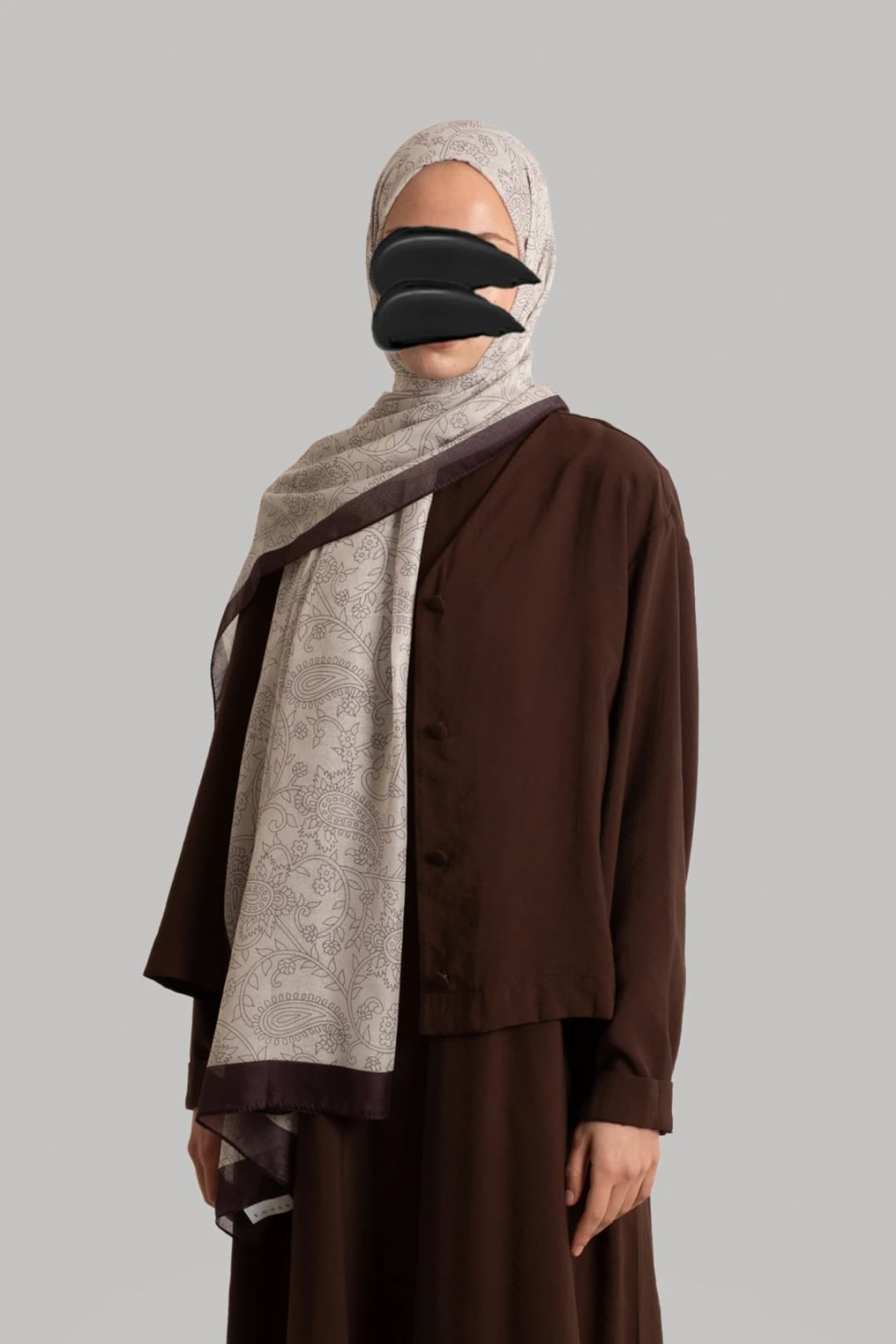 Mystic Texture Patterned Cotton Shawl - Pebble Stone