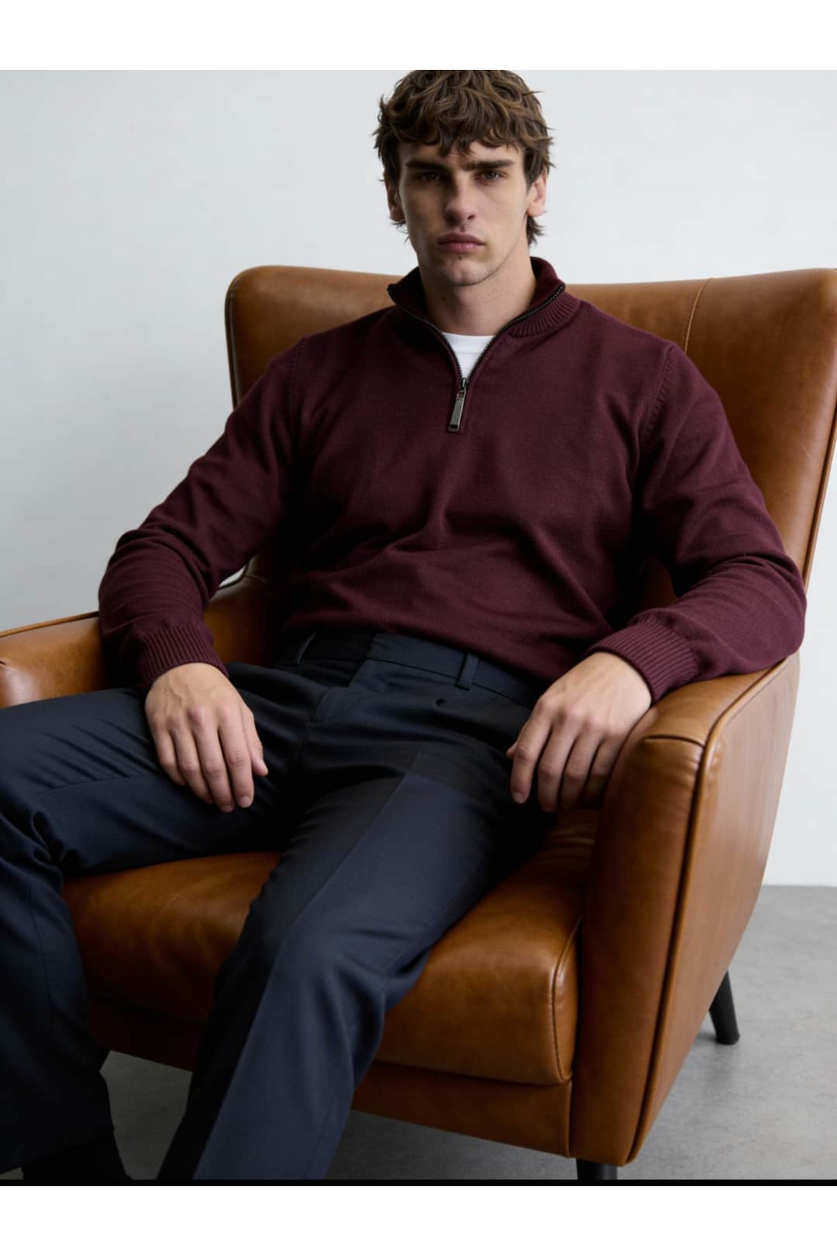 Merino Blend Half Zip Bordo Knit FW5834 — زرشکی merino-blend-half-zip-bordo-knit-fw5834 — تصویر 4 از 4