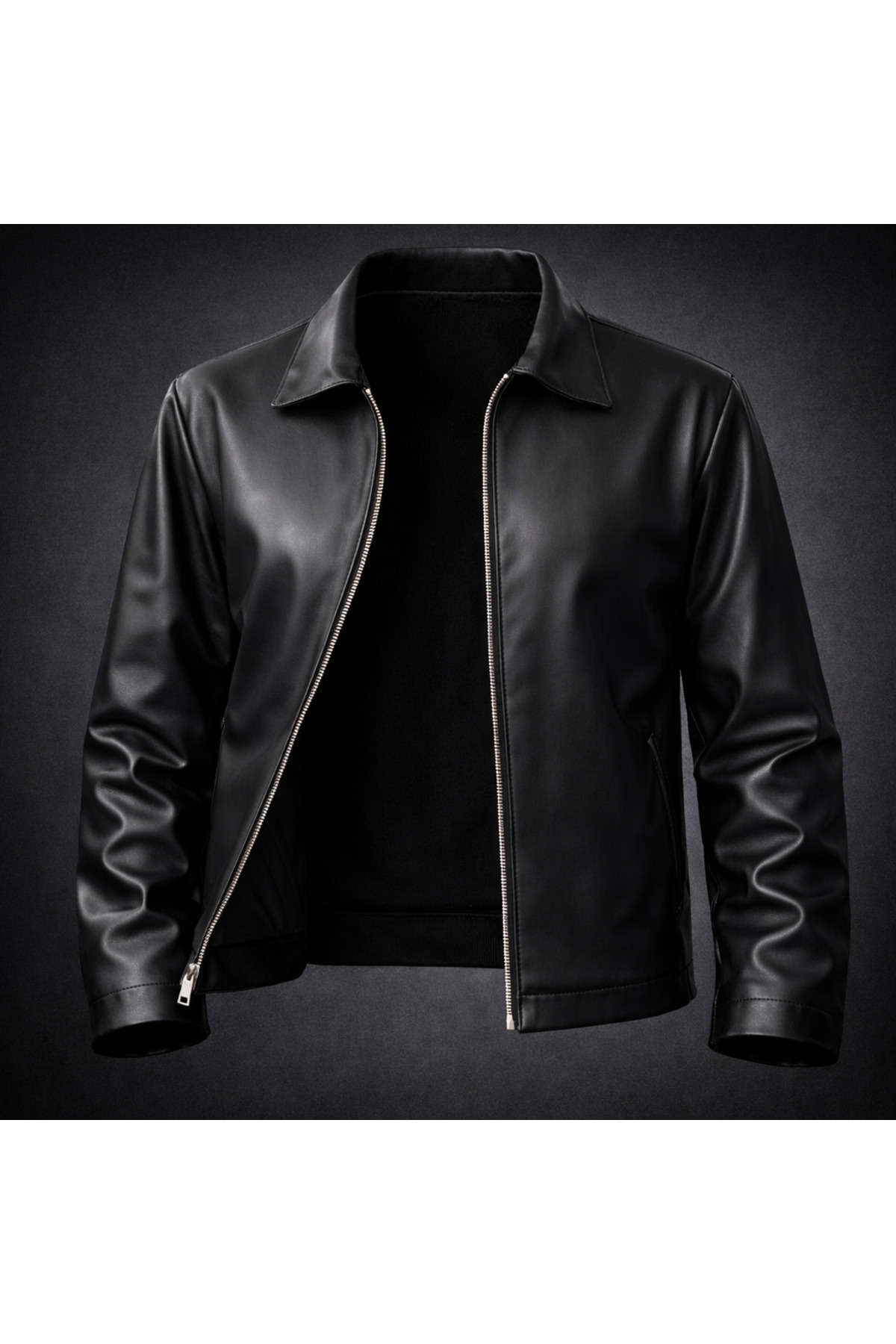 Boymen  Siyah Erkek Deri Ceket Mevsimlik ceket old money deri ceket - Görsel 5