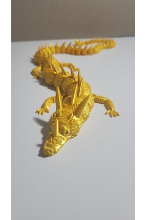 DoBi3D 55 cm Büyük Boy 3D Baskı Altın Ejderha Figürü – Eklemli Dragon Biblo –...