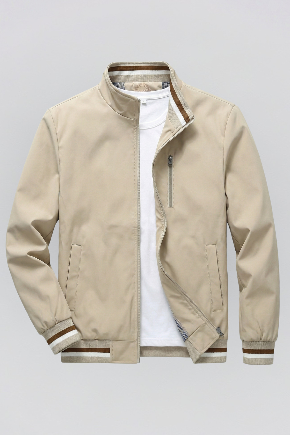 ixir  Klasik Fermuarlı Mevsimlik Erkek Mont & Ceket Krem