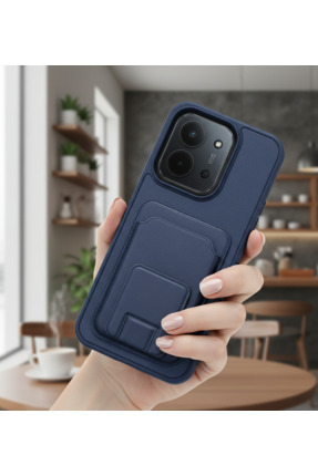 TechTrove Redmi 15C İçin Uyumlu TPU Korumalı Kart Bölmeli Deri Dokulu Kılıf