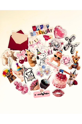 TT sticker Happy Birthday Kutlama Sticker Set Journal Ajanda Tablet Hediye Ku...