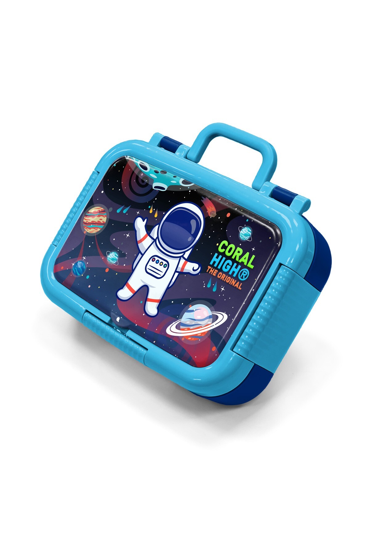Coral High Kids Saks Mavi Astronot Dinozor Desenli Paslanmaz Çelik