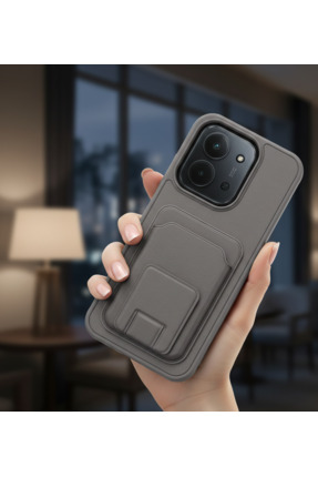 TechTrove Redmi 15C İçin Uyumlu TPU Korumalı Kart Bölmeli Deri Dokulu Kılıf