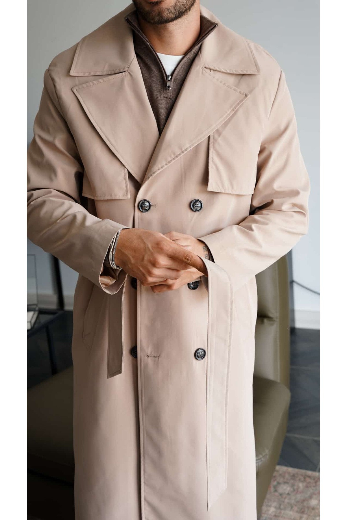 Atelier Old Money  Classic Belted Trench Coat FW5823 - Görsel 3