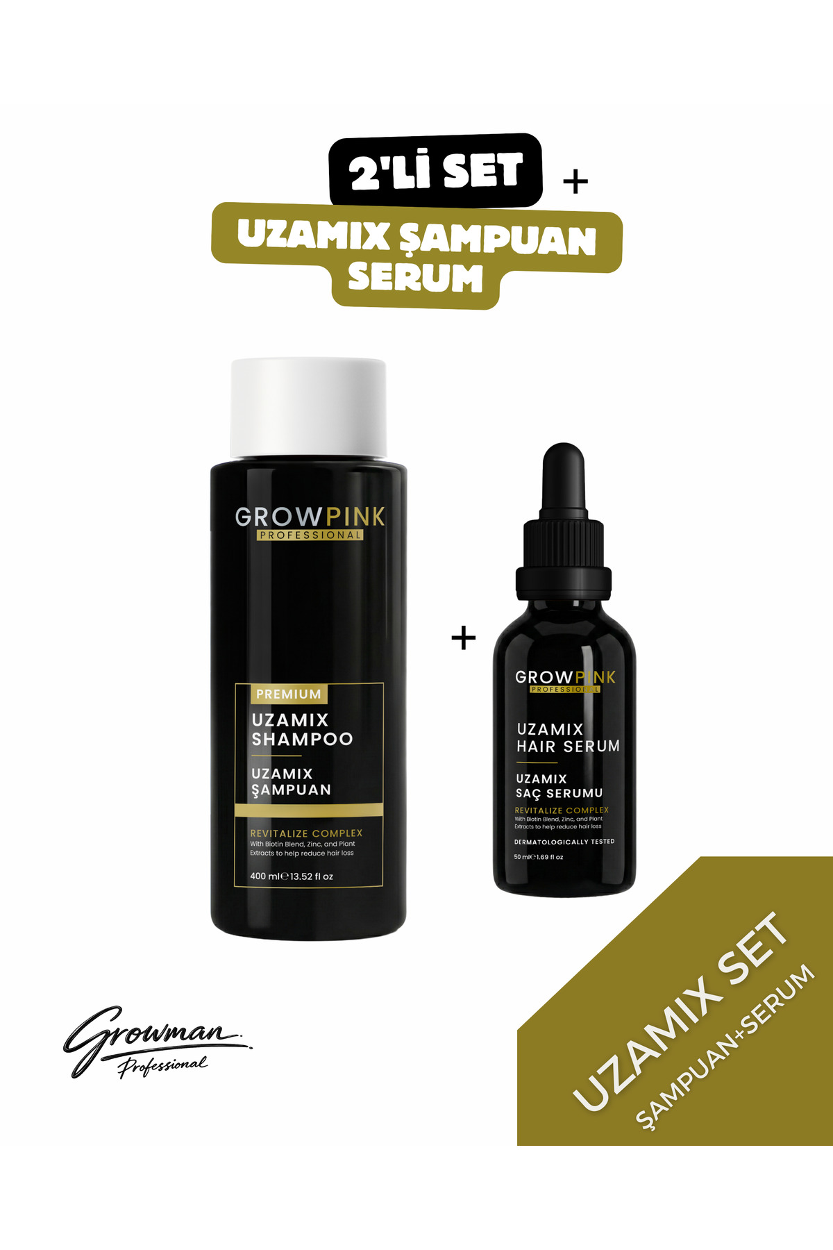 Hızlı Saç Uzatıcı Uzamix Şampuan ve Serum Seti - Dökülme Karşıtı Güçlendirici — GRW-SU-SET — تصویر 2 از 4