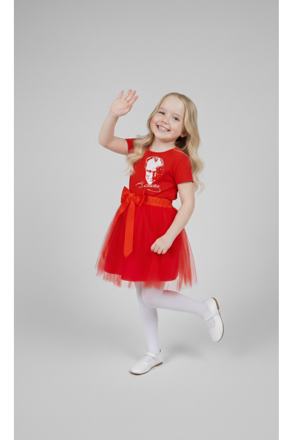 Girls April 23 October 29 Showwear Costume Tutu Skirt Short Sleeve ATATÜRK Printed T-Shirt Set