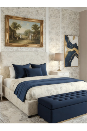 FARCY 3'lü Kadife Kumaş Dekoratif Yatak Runner & 2li İç Dolgulu Kare Yastık K...