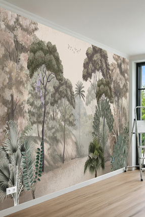 MİRAZAWALL Tropikal Orman Manzaralı Derinlik Efektli Tek Parça Tekstil Duvar ...