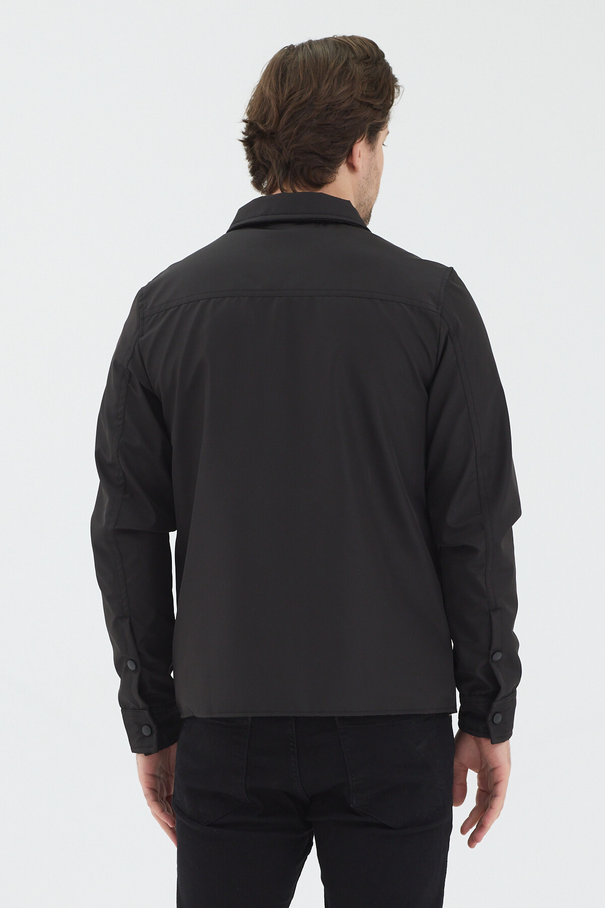 LEVEL HİGH Erkek Siyah Polo Yaka Basic Fermuarlı Mevsimlik Ceket görsel 3