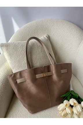 VELORELLA Vizon süet el ve omuz çantası