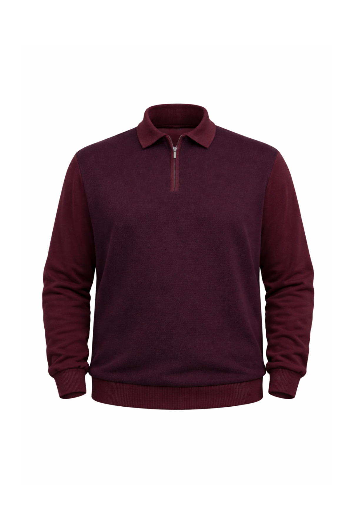 BattalModa Erkek Büyük Beden Bordo Polo Yaka Fermuarlı Triko Kazak 5XL-6XL-7XL-8XL görsel 4
