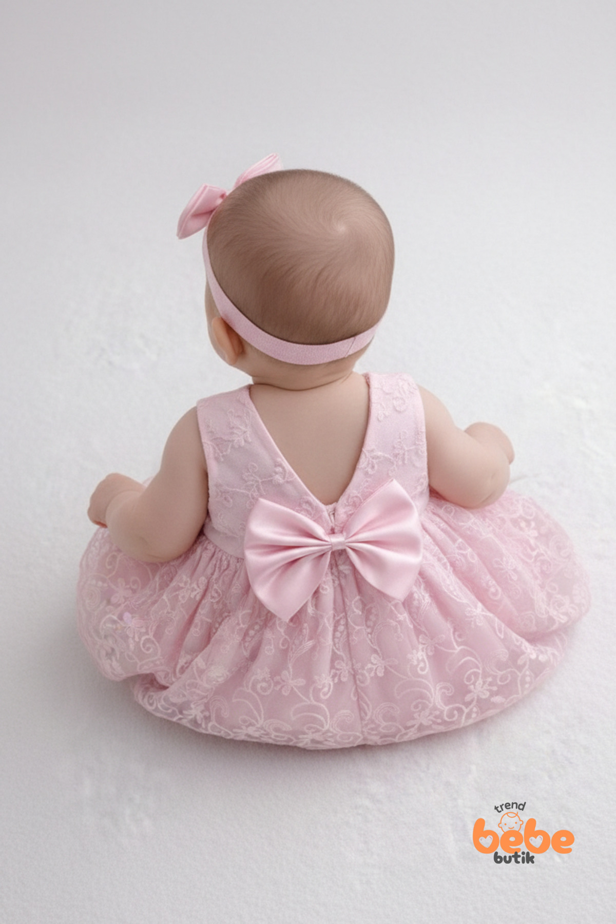 Trend Bebe Butik Kız Bebek Mevlüt Elbisesi Seti Dantel İşlemeli Pembe Bebek Elbisesi,4Parça Yenidoğan Özel Gün Elbise fotoğrafı 5 (önizleme)