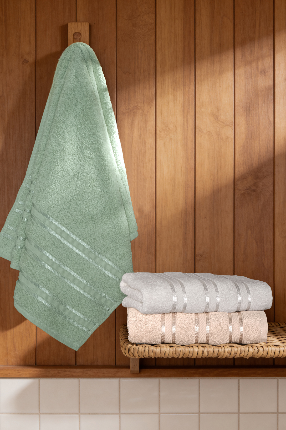 Pera 3-Piece 100% Cotton Towel Set | Hand, Face-Hair Towel | Bagged, Dowry, Gift| 50x90 cm