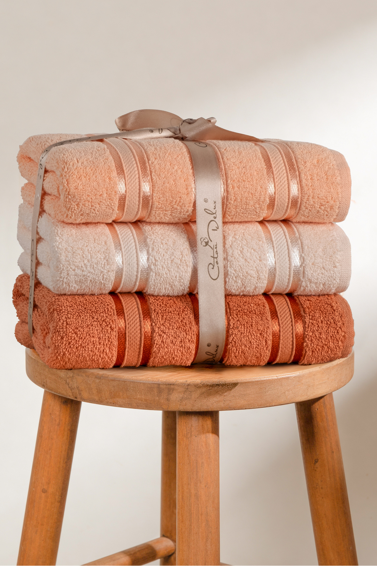 Pera 3-Piece 100% Cotton Towel Set | Hand, Face-Hair Towel | Bagged, Dowry, Gift| 50x90 cm