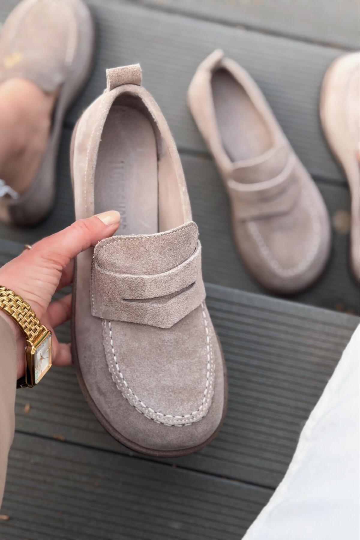 I Love Shoes Marion Kadın Loafer Vizon Hakiki Süet görsel 4
