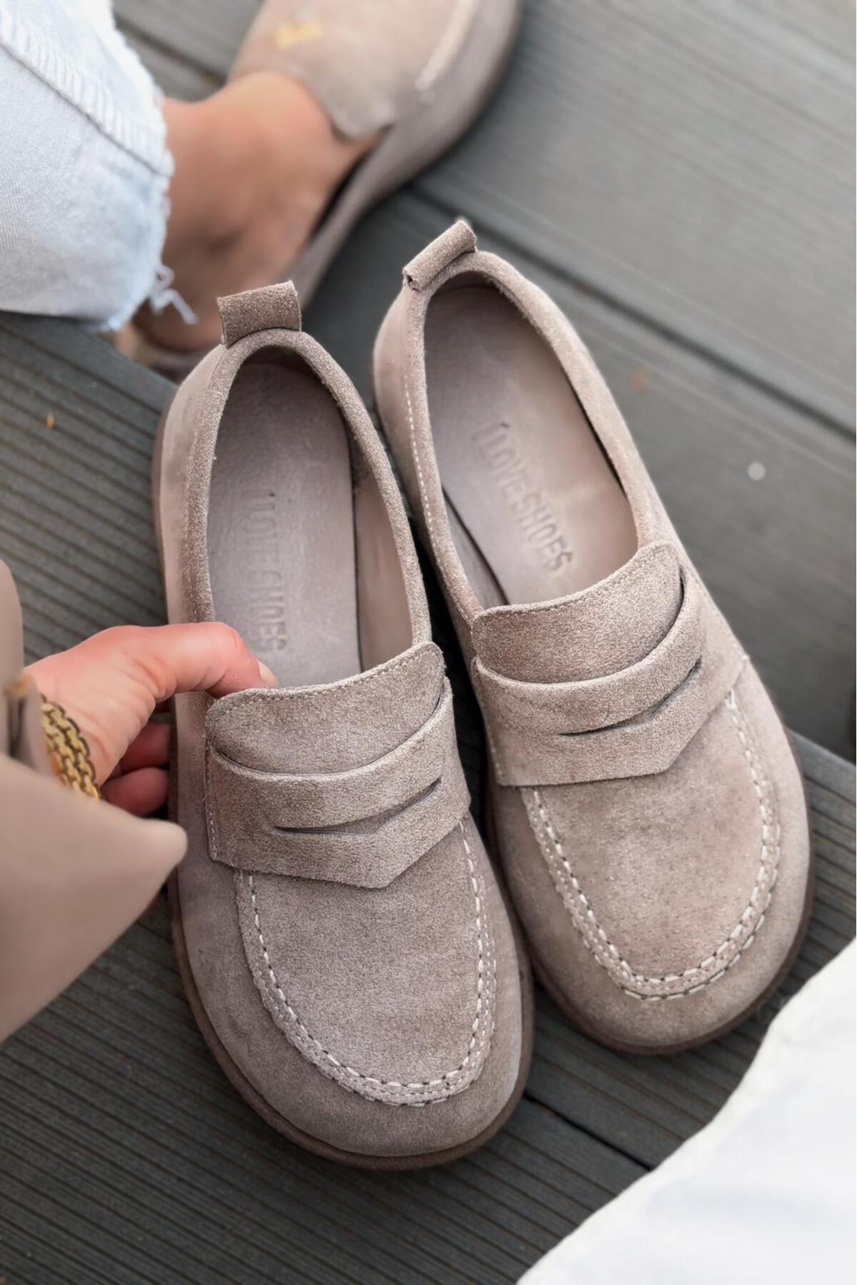 I Love Shoes Marion Kadın Loafer Vizon Hakiki Süet görsel 6
