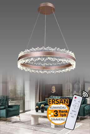 Ersan Avize Buzzy Rose Gold 50'lık Kumandalı 3 Renk Led Lüx Modern Ledli Avize