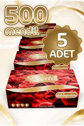 Peçito "500" Çift Katlı Pratik Mendil Çek Kullan Kutu Mendil (5ADET)x(100MENDİL)