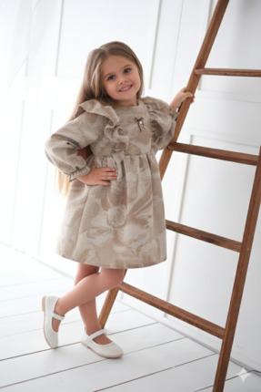 Cumino Kız Çocuk Jakar Dokuma Elbise