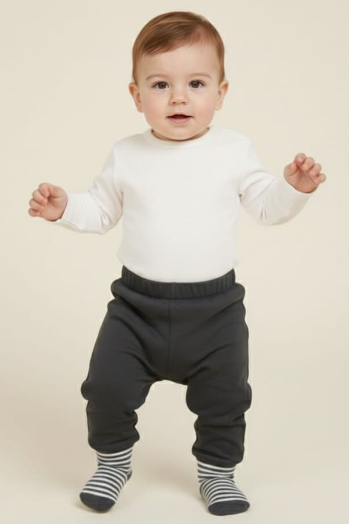 Fuar Baby Füme %100 Pamuk Çoraplı Erkek Bebek Altı - Beli Lastikli Bebek Pantolonu - Pijama ve Eşofman Altı fotoğrafı 2 (önizleme)