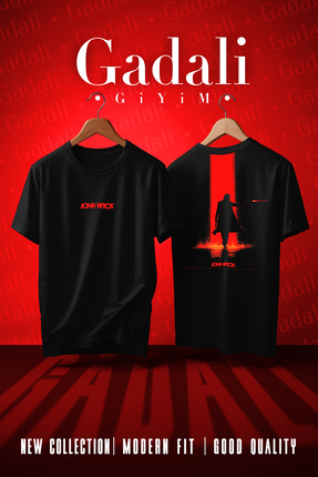 Gadali Unisex John Wick Kızıl Baskın Baskılı T-shirt