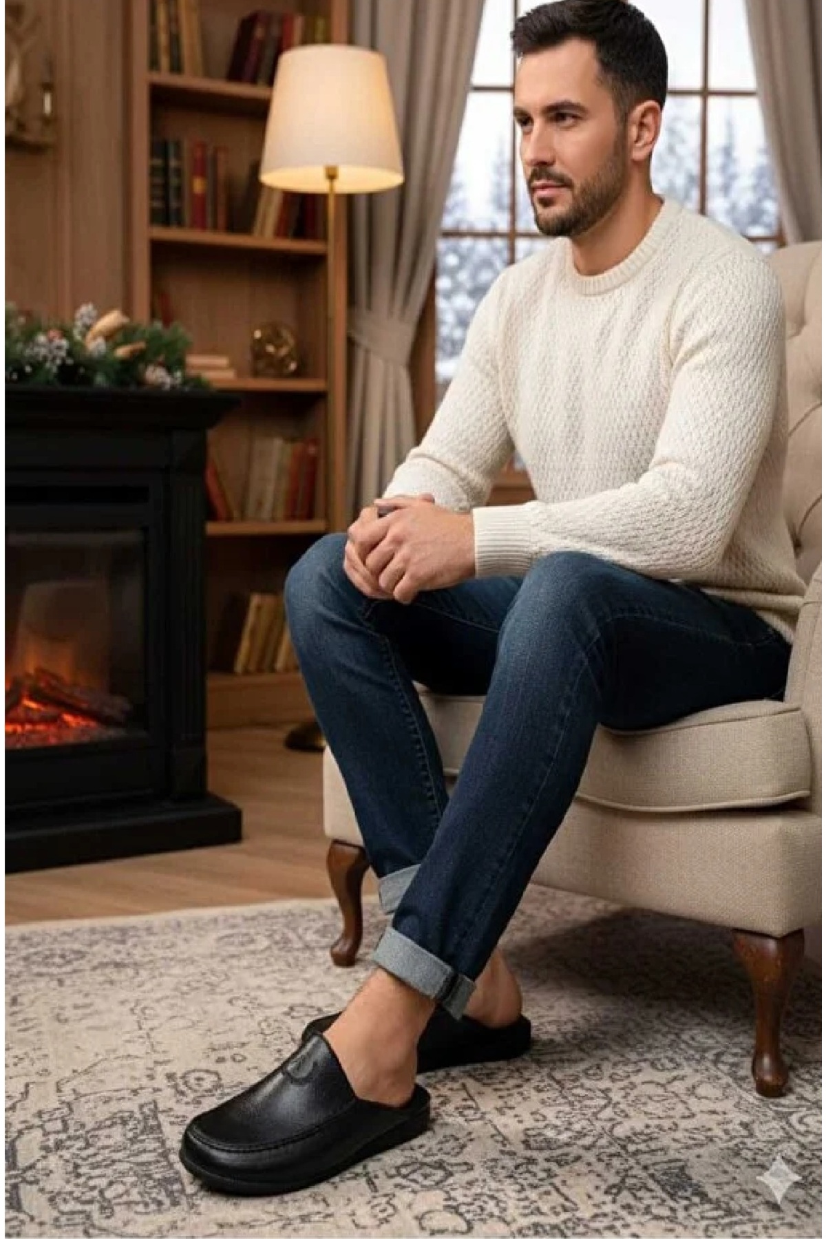 Didaly Yeni Sezon Siyah Erkek Misafir Ev Çeyiz Ve Damat Terliği görsel 4