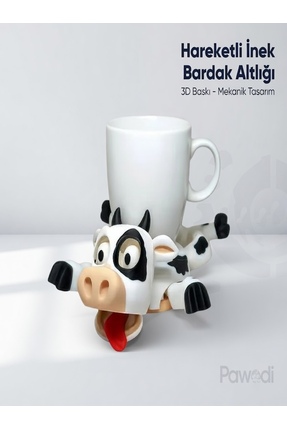 Generica Hareketli İnek Bardak Altlığı 3D Baskı Mekanik Eğlenceli Masaüstü Co...