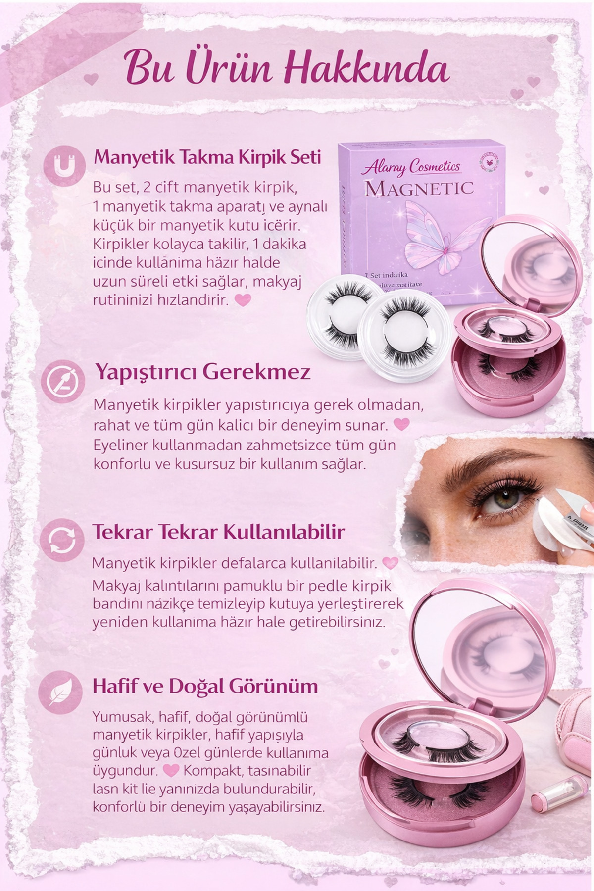 Manyetik Takma Kirpik Seti 2 Çift Mıknatıslı Kirpik + Takma Aparatı Dahil Aynalı Lux Compact Kutu — ALR-MIKNTSSETCOMPCT — تصویر 8 از 9