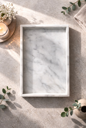 Sarıkaya Granit Doğal Beyaz Mermer Düzenleyici Kutu | Dekoratif Tabak