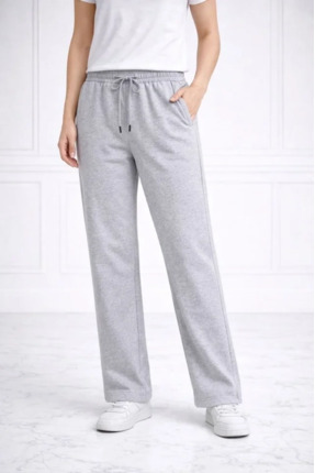 Energic Düz Paça Beli Lastikli İpli Günlük Spor Eşofman Altı Rahat Fit - Gri