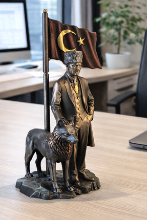 AF SANART Atatürk Kalpaklı Yanı Bozkurt Bayraklı Biblo ( Özel Tasarım )