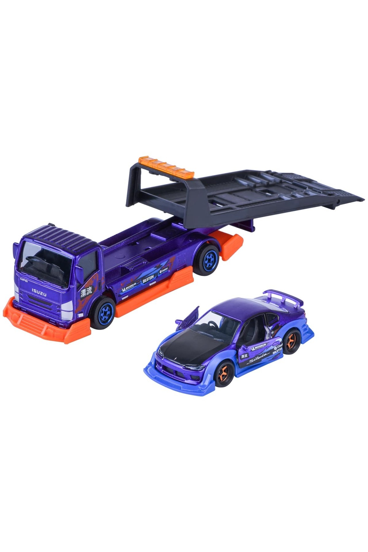 Majorette JDM Legends Tuning Transporter Isuzu NPR +Nissan Silvia